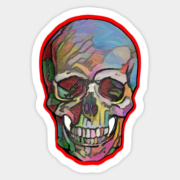 The Happy Skull (Red ) Sticker by Diego-t